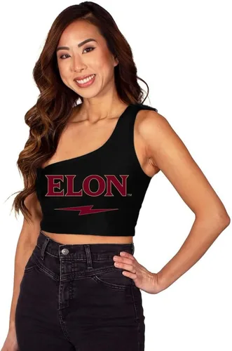 Miniatura 34 de Lojobands Camiseta sin mangas de un hombro para mujer, para portón trasero, talla única Miami University Redhawks - Negro