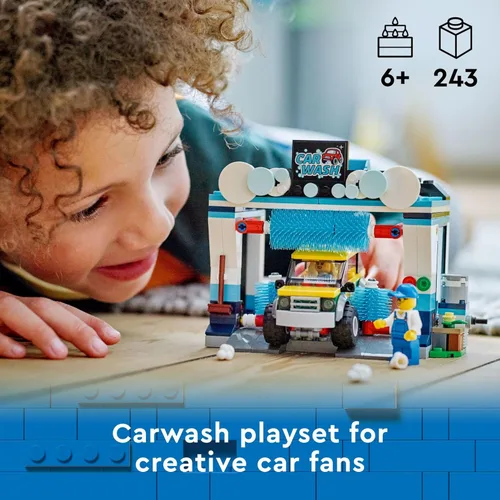 Miniatura 2 de LEGO City Car Wash 60362 Juego de Juguetes de Construcción, Divertida Idea de Regalo para Niños de 6+ Años, Presenta Cepillos Lavadores Giratorios e