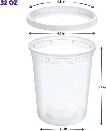 Miniatura 2 de Pantry Value [32 onzas - 24 unidades] Recipientes de plástico para almacenamiento de alimentos con tapas, recipientes desechables de sopa con tapas
