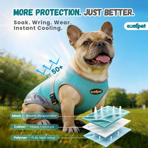 Miniatura 2 de Chaleco refrescante para perros, chaleco fresco y ligero para perros, chaleco refrescante ajustable y cómodo para perros, de malla transpirable