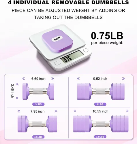 Miniatura 6 de Juego de mancuernas ajustables de 15 libras, 20 libras, 40 libras, 50 libras, juego de mancuernas de peso libre para mujeres y hombres