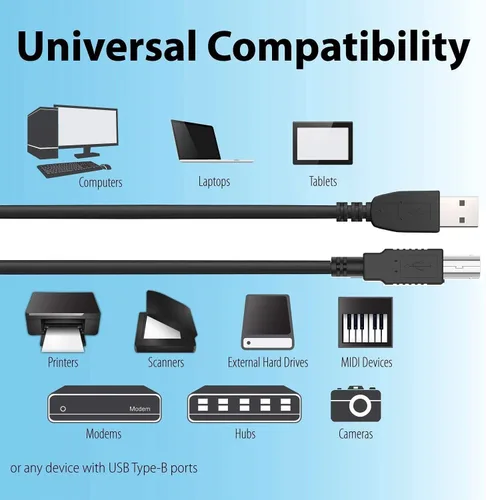 Miniatura 2 de Marg Nuevo cable USB Cable de datos para HP Officejet J3680 J4580 J4680 J4680 J6480 PC impresora