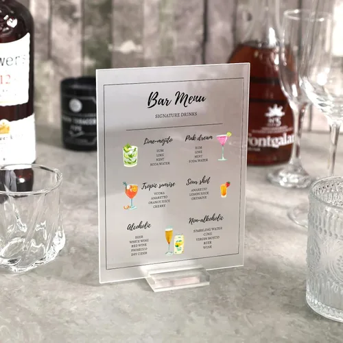 Miniatura 12 de UNIQOOO Paquete de 20 letreros acrílicos transparentes en blanco – Signos de números de mesa de 5 x 7 pulgadas, letreros de boda, tarjeta y letrero