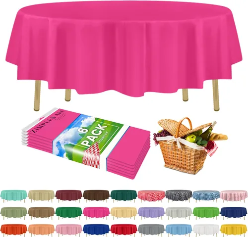 Miniatura 24 de Zimpleware - Mantel redondo de plástico para fiestas de 213 cm (84 pulgadas) de diámetro (paquete de 1, 6 y 12 unidades)
