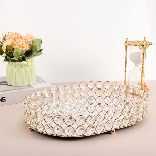 Miniatura 4 de Feyarl Bandeja de perfume de cristal, organizador de maquillaje, joyería ornamentada, baratija, herramientas cosméticas, almacenamiento decorativo
