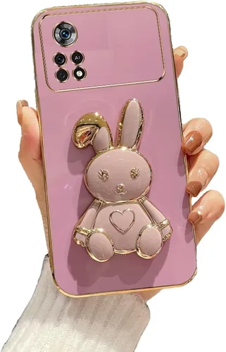 Miniatura 82 de Estuche con soporte de conejo de corazón para Xiaomi Redmi Note 10S, galvanizado suave TPU protector delgado a prueba de golpes con lindo conejito