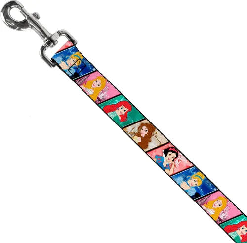 Miniatura 2 de Correa para perro Disney Princess Poses Castle Blocks 4 pies de largo 1.0 pulgadas de ancho