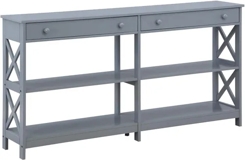 Miniatura 8 de Convenience Concepts Oxford - Mesa consola de 2 cajones con estantes, 60 pulgadas, color negro