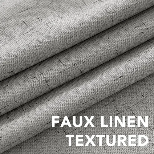 Miniatura 5 de H.VERSAILTEX Cortinas Opacas de Lino, Duraderas, Textura Gruesa, Aspecto de Lino, 100% Opacas, Cortina para Puerta de Patio, Ojales Anti-Óxido, Gris