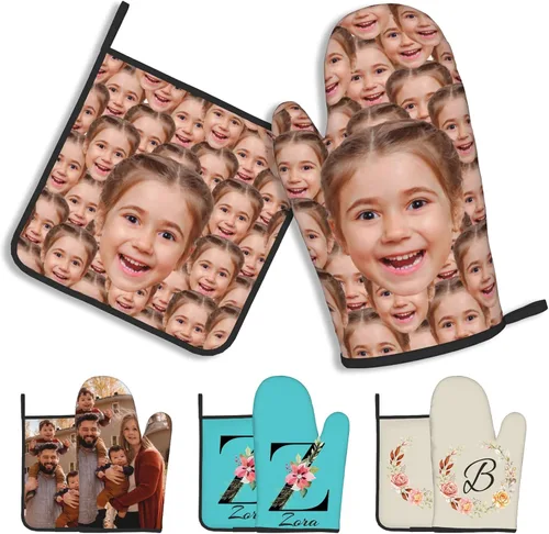 Miniatura 13 de Manoplas de horno personalizadas con soportes para ollas con nombre y foto personalizados, manoplas de horno resistentes al calor y al deslizamiento