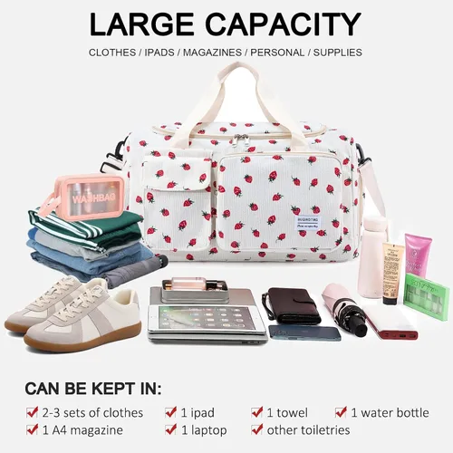 Miniatura 196 de Pequeña bolsa de gimnasio para mujer, bolsa de viaje con compartimento para zapatos