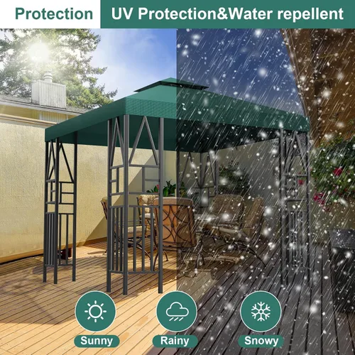 Miniatura 3 de Cubierta de repuesto para toldo de 10 x 10 pies, doble nivel, con 12 velcros, nailon impermeable con protección UV, refugio al aire libre para Verde