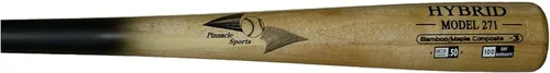 Miniatura 3 de BAMBOOBAT BY PINNACLE SPORTS EQUIPMENT INC. Bate de béisbol híbrido de bambú y arce para adultos con mango recubierto de goma Mango negro/barril