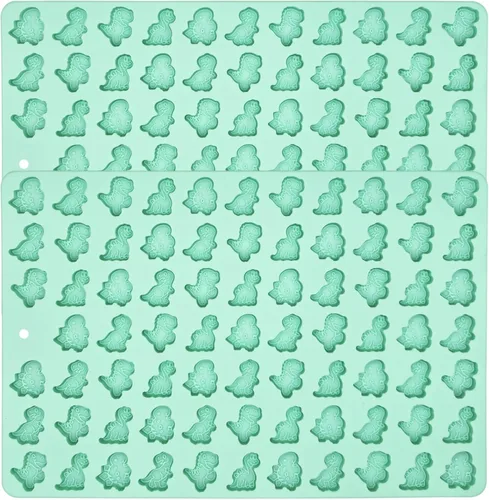 2 moldes de silicona para chocolate, fondant, dulces, galletas, galletas, gelatina y perros, 152 cavidades en total (dinosaurios)
