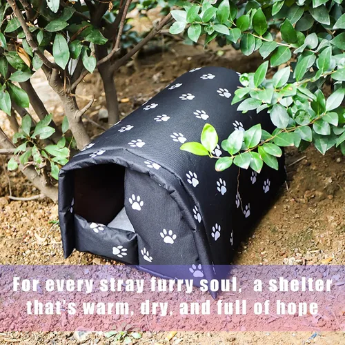 Miniatura 4 de Casa de invierno para gatos para exteriores, resistente a la intemperie, impermeable, impermeable, plegable, relleno de algodón grueso, refugio