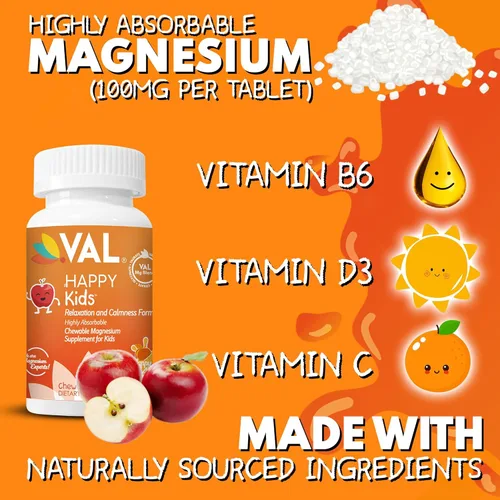 Miniatura 3 de VAL Magnesio para niños Magnesio de alta absorción para calma, relajación y concentración Mg de glicinato, citrato y taurato con vitamina B6
