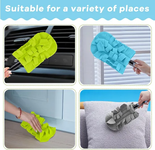 Miniatura 4 de Zubebe 3 piezas de repuesto de plumero de forro polar reutilizables, plumeros planos de plumas, almohadillas de limpieza lavables para múltiples
