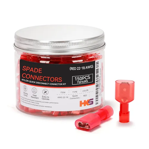Miniatura 15 de HKS 200 PCS (100 pares) conectores de pala de nailon aislados macho y hembra de 22-10 AWG – Terminales de cable de desconexión rápida, kit