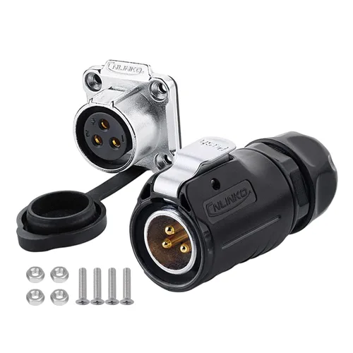 Miniatura 10 de CNLINKO Serie LP20 Conector Impermeable, Conector de Potencia IP68 4 pines 20A 500V M20 Conector LED, Aprobado UL CE Rohs (4 pines)