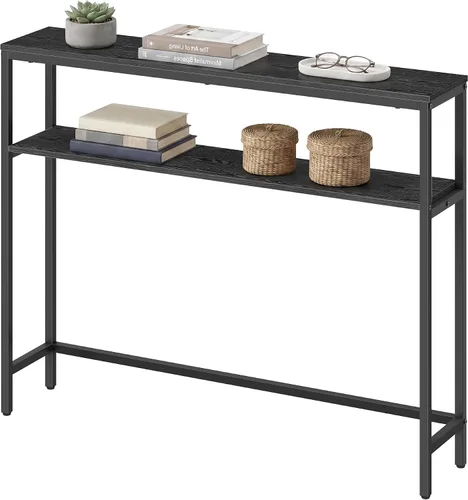 Miniatura 13 de VASAGLE Mesa consola, mesa de sofá estrecha de 2 niveles con 2 estantes, 7.9 x 31.5 x 31.5 pulgadas, para sala de estar, pasillo, entrada, gris