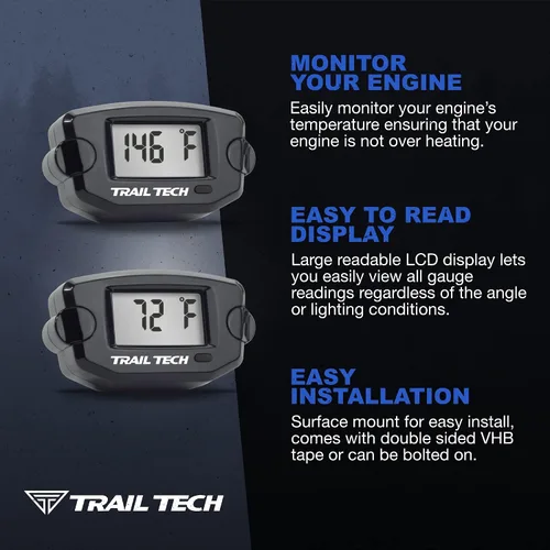 Miniatura 3 de Trail Tech 742-ES2 TTO Medidor digital de temperatura roscado enchufe 1/8-28 sensor BSPP