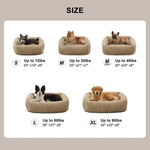 Miniatura 5 de FURTIME Cama para perros de tamaño mediano, cama ortopédica lavable para mascotas con funda extraíble, rectangular, suave, relajante, para Beige