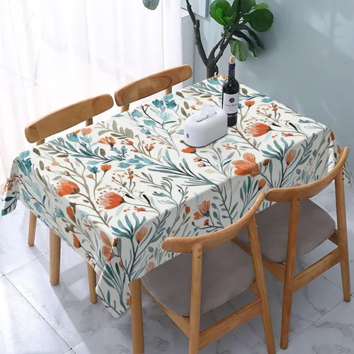 Miniatura 11 de Mantel rectangular moderno con diseño de arte fluido, naranja, azul, degradado, poliéster, impermeable, reutilizable, patrón abstracto de ondas