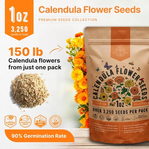 Miniatura 3 de Paquete de semillas de caléndula 1 oz - Más de 3,250 semillas de caléndula criollas sin OMG para plantar en jardinería interior y exterior, semillas
