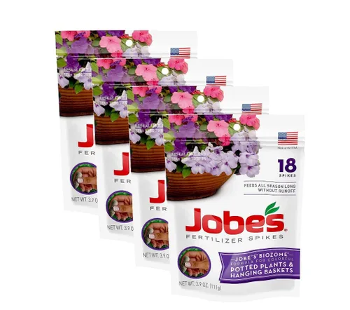 Jobe's - Picos de fertilizante para plantas con flores 8-9-12 fertilizantes de liberación temporal para cestas colgantes y plantas en maceta, 18