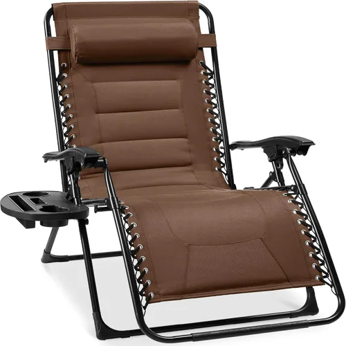 Miniatura 40 de Best Choice Products Silla acolchada de gravedad cero de gran tamaño, reclinable plegable para patio al aire libre, tumbona antigravedad XL