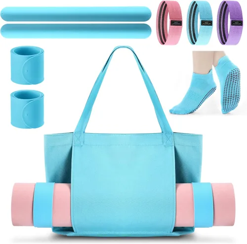 Miniatura 8 de Conjunto de bolsa de yoga Halloscume para mujeres que incluye bolsa tote para esterilla de yoga, banda de resistencia Booty, calcetines deportivos