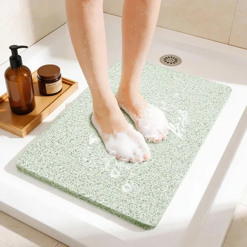 Joyhalo Tapete de ducha antideslizante, de secado rápido, para ducha, bañera, baño, hogar, 17 x 24 pulgadas, color verde menta