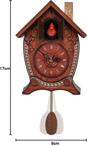 Miniatura 3 de Mark Feldstein & Associates Reloj de cuco con sonido de pared cardenal tradicional estilo chalet, 17 x 8 x 5 pulgadas