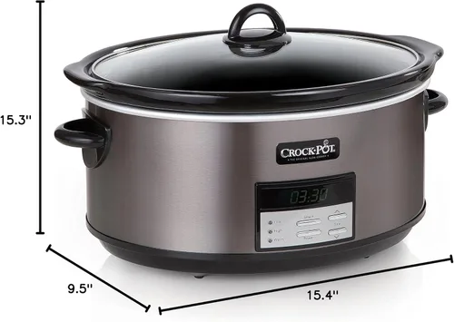 Miniatura 8 de Crock-Pot Olla de Cocción Lenta Programable Grande de 8 Cuartos con Ajuste de Calentamiento Automático, Acero Inoxidable Negro