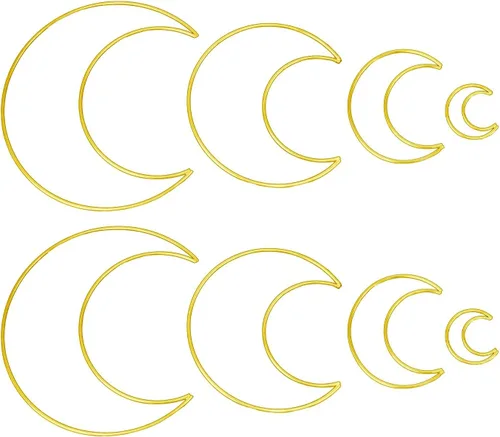 8 anillos de metal con diseño de atrapasueños, aros de metal dorados con forma de luna para manualidades, macramé para colgar en la pared,