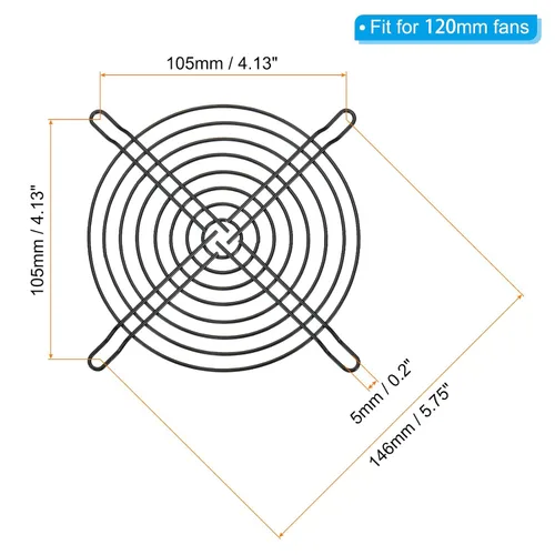 Miniatura 2 de PATIKIL Parrilla para dedos de ventilador de 4.724 in, paquete de 8 protectores de rejilla de metal para ventiladores de escape de 4.724 x 4.724 in
