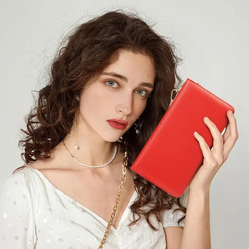 Miniatura 42 de Chelmon - Monedero para mujer de cuero genuino con bloqueo de señal RFID, para tarjetas de crédito