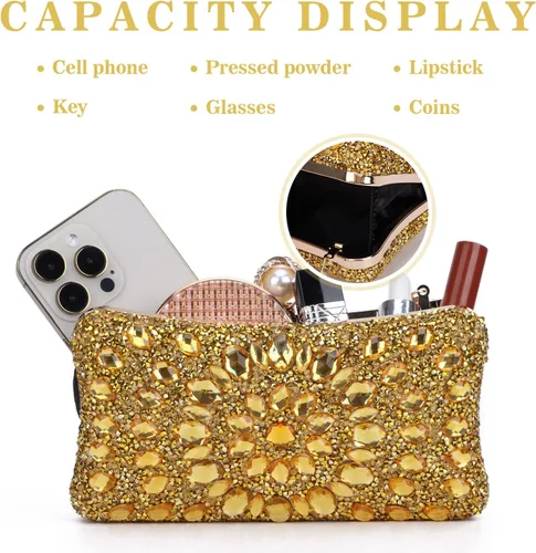 Miniatura 4 de SUKUTU Bolso de noche con diamantes de imitación para mujer, multicolor, con cristales deslumbrantes, para fiesta, novia, boda, cóctel, bolso