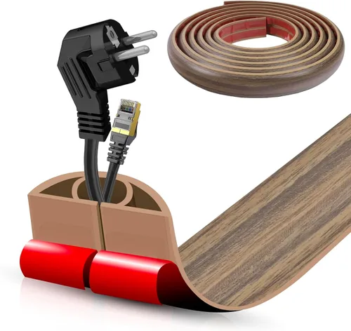 Miniatura 100 de Cubierta autoadhesiva para cables de suelo, gestión de cables de 3.3 pies, protector de tira de extensión para cables, evita tropiezos de cables