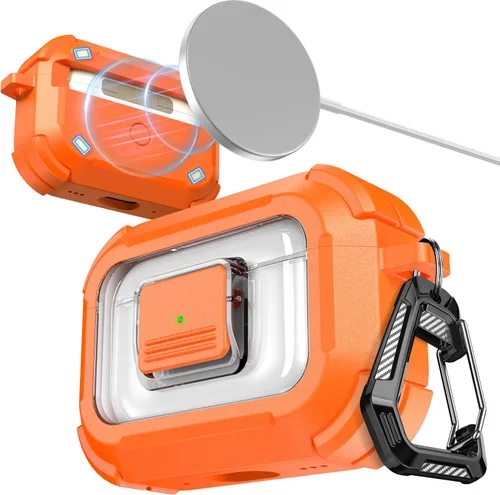 Miniatura 26 de RFUNGUANGO Funda para AirPods Pro 2, compatible con AirPods Pro de 2ª/1ª generación, compatible con MagSafe, bloqueo automático magnético con kit