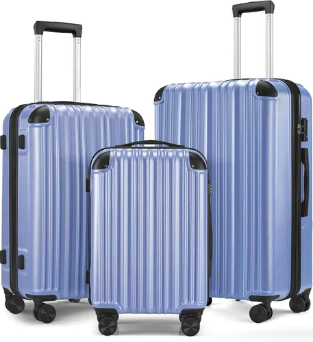 SunnyTour Juego de equipaje expandible con ruedas giratorias dobles, juego de maleta dura de 3 piezas para viajes cortos y viajes largos, Púrpura
