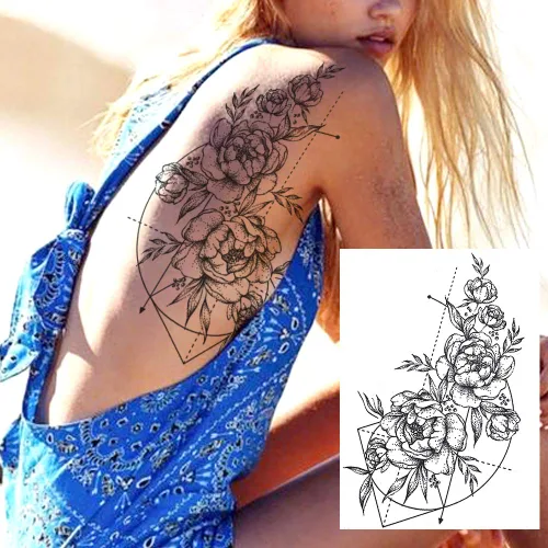 Miniatura 3 de COKTAK Tatuajes temporales grandes, flor dorada, 8.2x5.9 pulgadas
