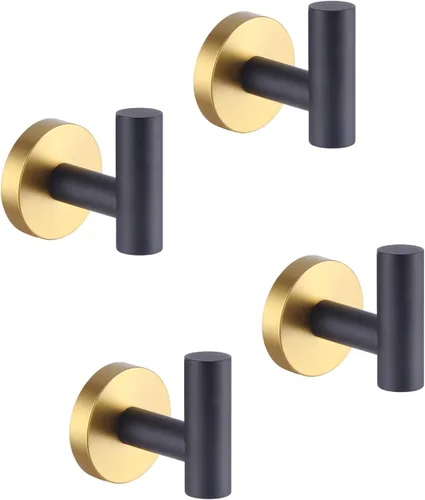 Miniatura 10 de GERZWY Gancho de baño negro mate para abrigos, SUS 304 de acero inoxidable para toalla/bata, gancho para ropa para baño, cocina, estilo moderno