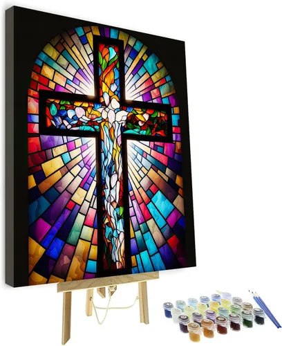 Miniatura 7 de TUMOVO Pintura por números para adultos, principiantes, pintura de cruz de Jesús por números, kits sobre lienzo acrílico cristiano pintura a mano