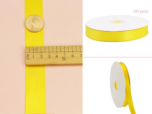 Miniatura 6 de Flower Boutique - Cinta de satén de 1 pulgada, 0.984 in, 100 yardas, cinta amarilla de doble cara de lazo de seda para Navidad, manualidades