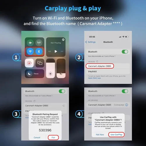 Miniatura 6 de Adaptador Carplay inalámbrico 2 en 1, convertidor con cable a adaptador inalámbrico para Apple iPhone y Android Auto, conexión automática Plug &