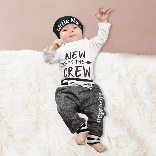 Miniatura 3 de Kulcerry Conjunto de 3 piezas de ropa de bebé niño de manga larga + pantalones + sombrero