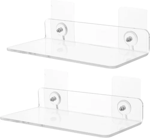 Organizador de ducha adhesivo para ducha: 2 piezas de estante de ducha montado en la pared, estante flotante de baño organizador de ducha acrílico
