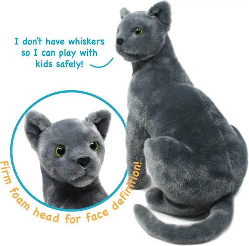 Miniatura 4 de TigerHart Rae The Russian Blue Cat - Gato gris de peluche de 12 pulgadas