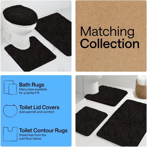 Miniatura 8 de GORILLA GRIP Alfombra de baño 30x20, felpilla gruesa y suave absorbente, microfibra de secado rápido, alfombras para piso de ducha con respaldo